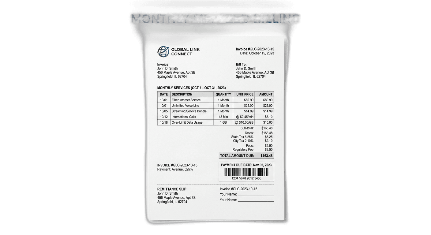 Monthly Itemized Billing
