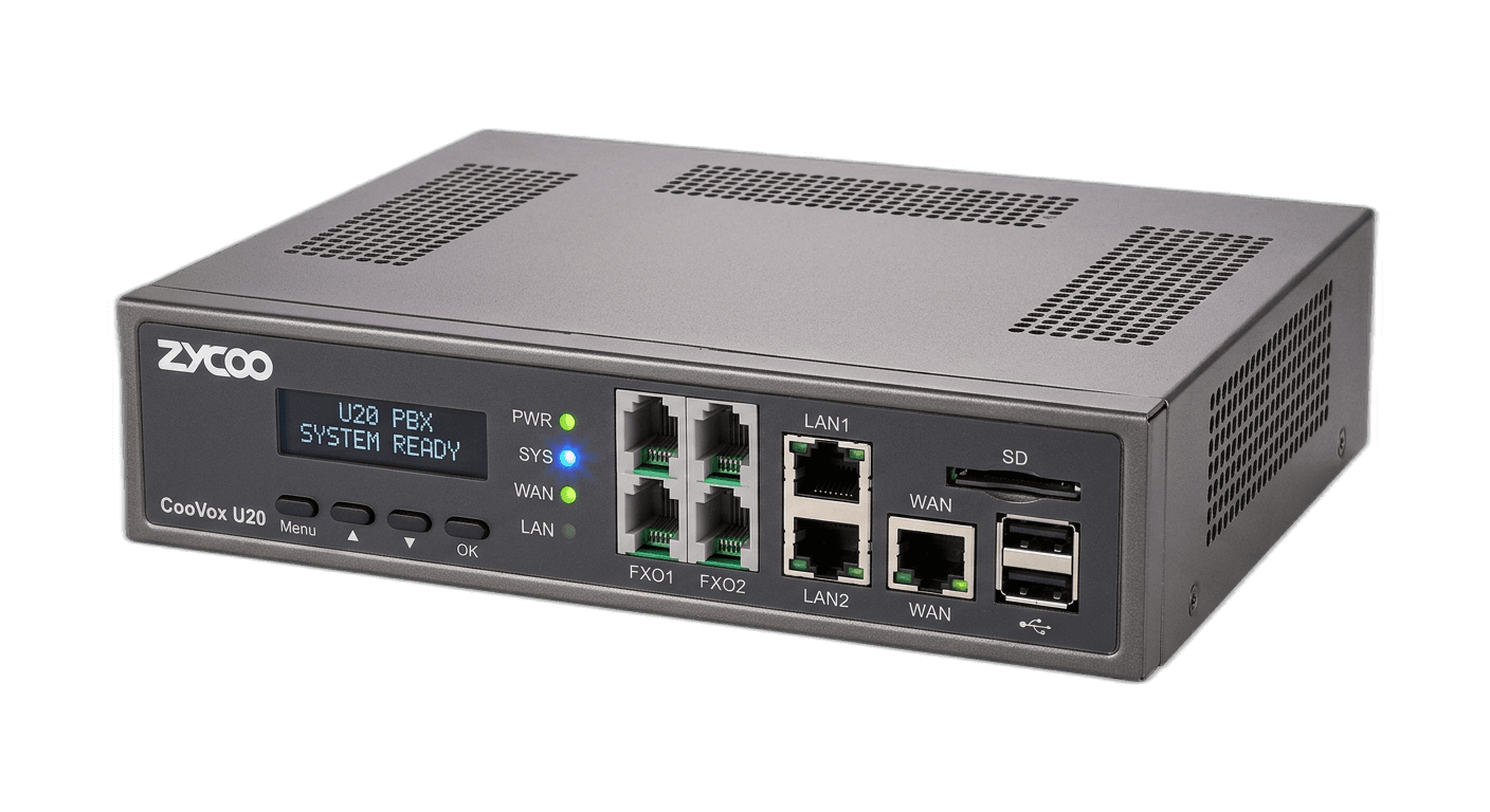 Zycoo CooVox U20 32 Users 15 Calls 2FXO PBX